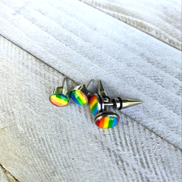 3 Pairs of Stud Earrings, Rainbow Earrings, LGBT Earrings - Picture 3 of 5